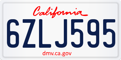 CA license plate 6ZLJ595