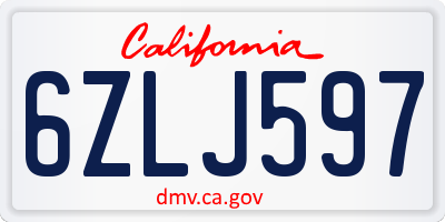 CA license plate 6ZLJ597