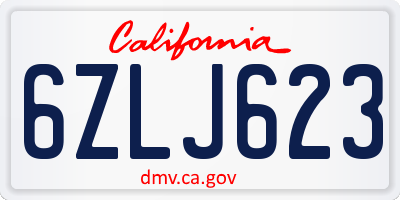 CA license plate 6ZLJ623