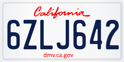 CA license plate 6ZLJ642