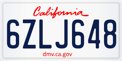 CA license plate 6ZLJ648