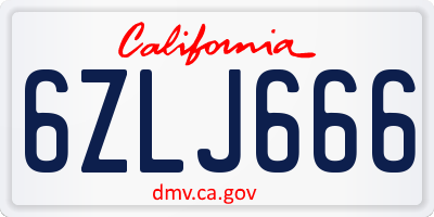 CA license plate 6ZLJ666