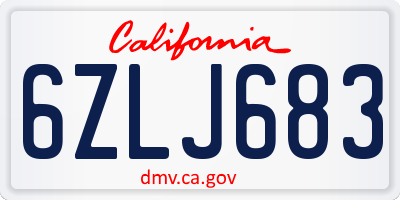 CA license plate 6ZLJ683