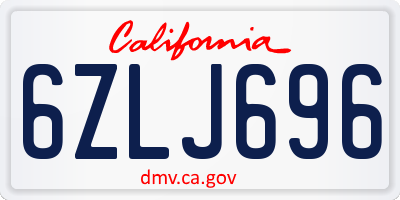 CA license plate 6ZLJ696
