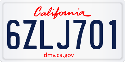 CA license plate 6ZLJ701