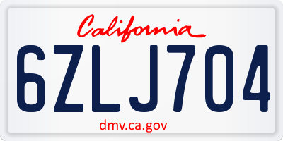CA license plate 6ZLJ704