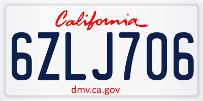 CA license plate 6ZLJ706