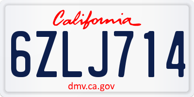 CA license plate 6ZLJ714