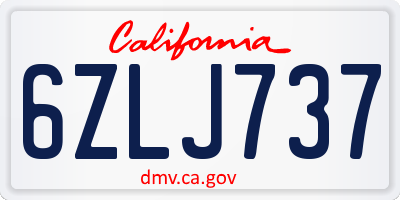 CA license plate 6ZLJ737