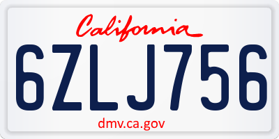 CA license plate 6ZLJ756