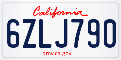 CA license plate 6ZLJ790