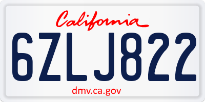CA license plate 6ZLJ822
