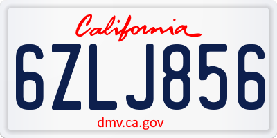 CA license plate 6ZLJ856