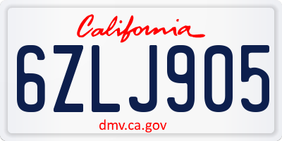CA license plate 6ZLJ905
