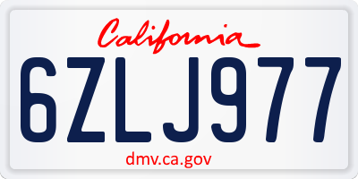 CA license plate 6ZLJ977