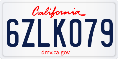 CA license plate 6ZLK079