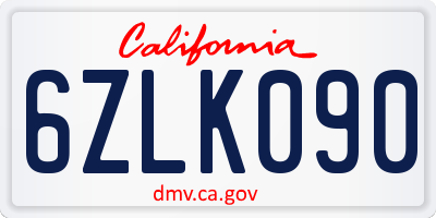 CA license plate 6ZLK090