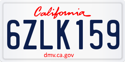 CA license plate 6ZLK159
