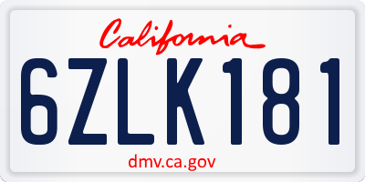 CA license plate 6ZLK181