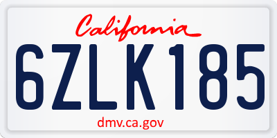CA license plate 6ZLK185