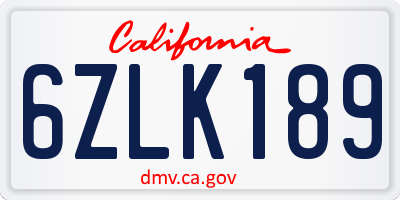 CA license plate 6ZLK189