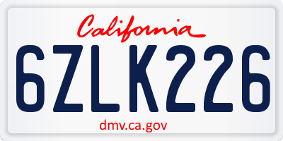 CA license plate 6ZLK226