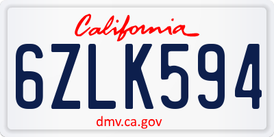 CA license plate 6ZLK594