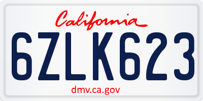 CA license plate 6ZLK623