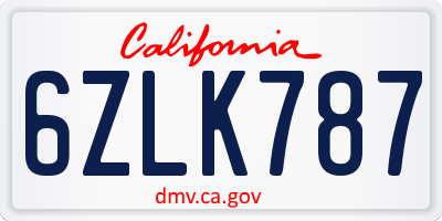 CA license plate 6ZLK787