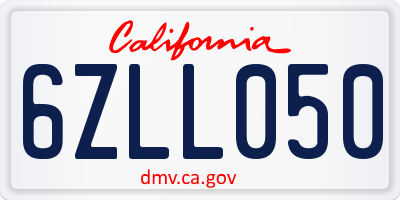 CA license plate 6ZLL050