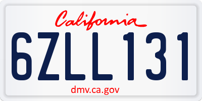 CA license plate 6ZLL131