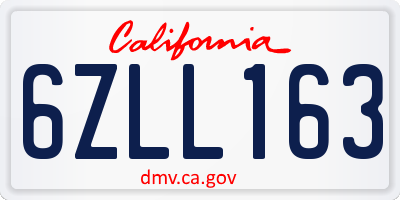 CA license plate 6ZLL163