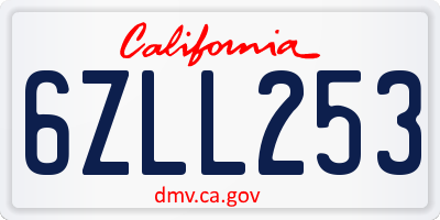 CA license plate 6ZLL253
