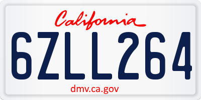 CA license plate 6ZLL264