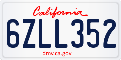 CA license plate 6ZLL352