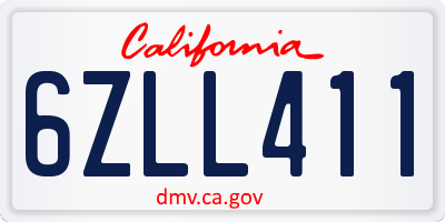 CA license plate 6ZLL411