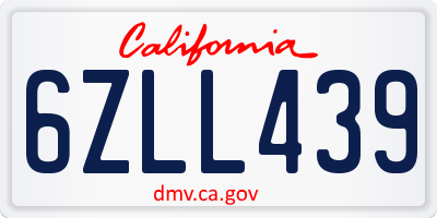 CA license plate 6ZLL439