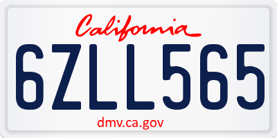 CA license plate 6ZLL565
