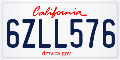 CA license plate 6ZLL576