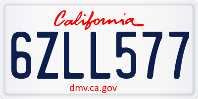 CA license plate 6ZLL577