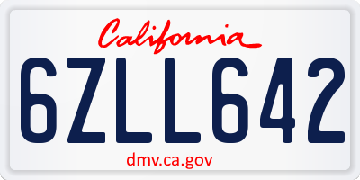 CA license plate 6ZLL642