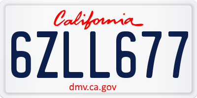 CA license plate 6ZLL677