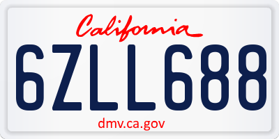 CA license plate 6ZLL688