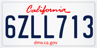 CA license plate 6ZLL713