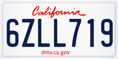 CA license plate 6ZLL719