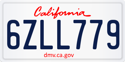 CA license plate 6ZLL779