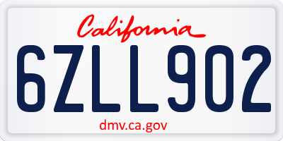 CA license plate 6ZLL902