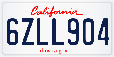 CA license plate 6ZLL904
