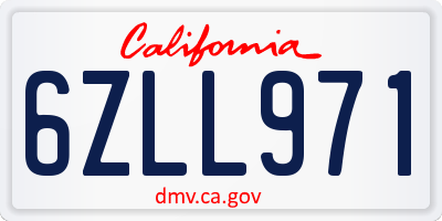 CA license plate 6ZLL971