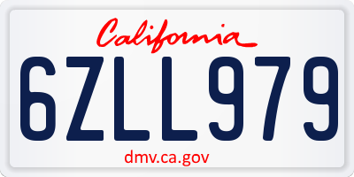 CA license plate 6ZLL979